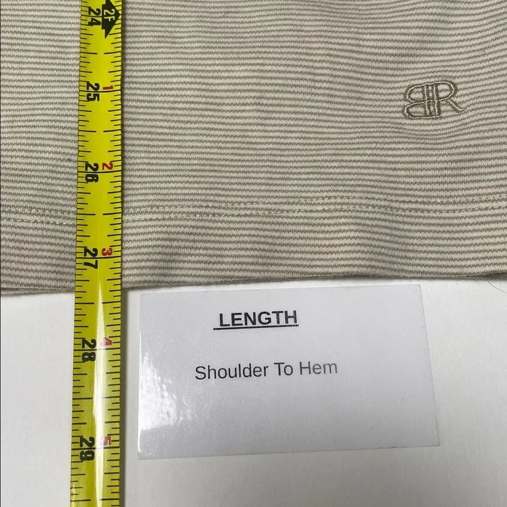 Banana Republic Luxe Touch Performance Tee XL Beige Striped Cotton Short Sleeve